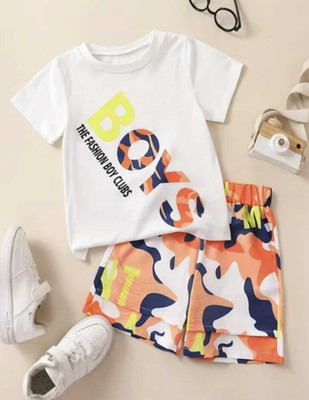 ENCASH FASHION Baby Boys & Baby Girls Casual T-shirt Shorts(W ORANGE)
