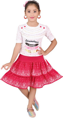 QualityFashion Girls Party(Festive) Top Skirt(MULTICOLOUR)