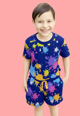 DEEPIMPEX Boys & Girls Jungle Book Party(Festive) T-shirt Shorts(Dark Blue)