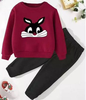 Cute N Tight Boys & Girls Casual T-shirt Pant(Maroon)