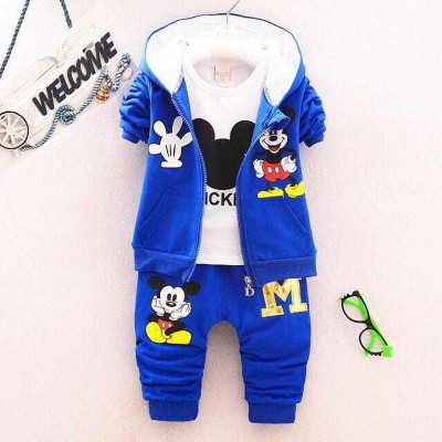 S.R AAYAT FASHION Baby Boys & Baby Girls Mickey Party(Festive) Jacket Track Pants(BLUE, WHITE)