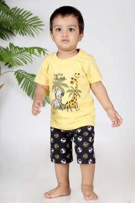 vclub Baby Boys Casual T-shirt Shorts(Yellow)