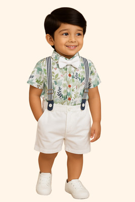KRIYU CREATION Boys Party(Festive) Shirt Shorts(GREEN)