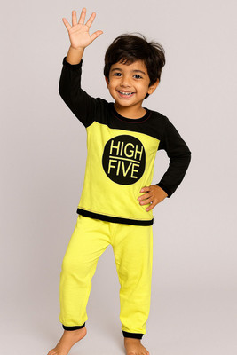 VACKY Boys & Girls Casual T-shirt Pant(Yellow)
