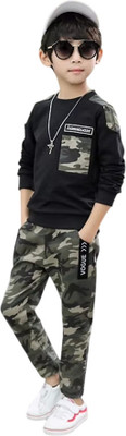 Sagar Impex Boys Casual T-shirt Pant(Black)