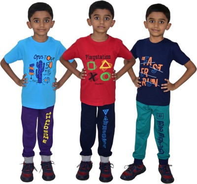 JILZ Boys Casual T-shirt Track Pants(Multicolor13)