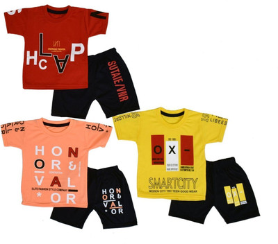 ALUXDON Baby Boys Casual T-shirt Track Pants(MULTICOLOR)