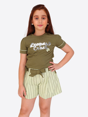 Cutecumber Girls Casual Top Shorts(Green)