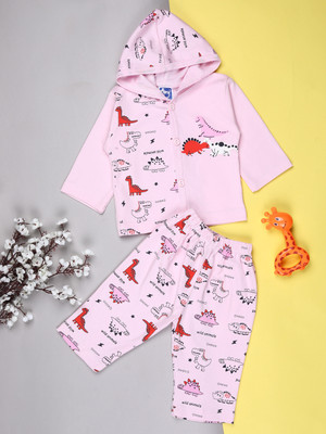 V-MART Baby Boys Casual T-shirt Pyjama(Pink & Red)