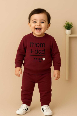 KicoCart Baby Boys & Baby Girls Casual T-shirt Pyjama(Maroon)