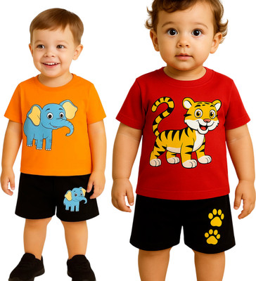 SEGRO Baby Boys & Baby Girls Casual T-shirt Shorts(ORANGE, RED)