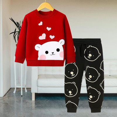 toystshirt Baby Boys & Baby Girls Casual Sweatshirt Pant(Red & Black)