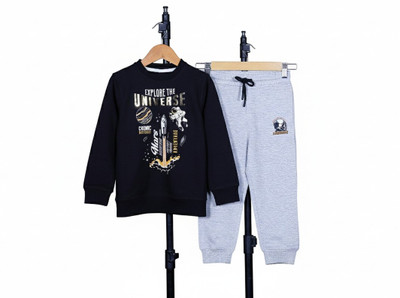 INTIHUG Boys Casual Sweatshirt Pant(Black, Grey2)