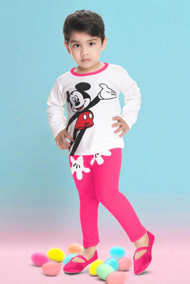 new gen Baby Boys Mickey Casual T-shirt Pant(PINK)