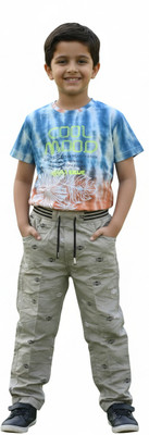 Silakaari Baby Boys & Baby Girls Casual T-shirt Track Pants(Blue-Grey)