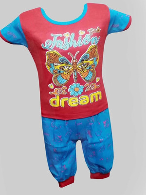 MRBB Baby Girls Casual T-shirt Track Pants(RED)