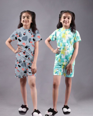 NVELIS Girls Casual T-shirt Shorts(Multicolor 28)