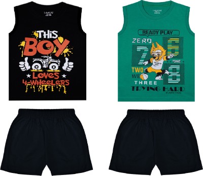 Sprinkle Twinkle Boys Casual T-shirt Shorts(Green Black)