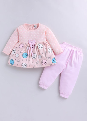 TINY BINY Baby Girls Casual Top Pant(Peach)