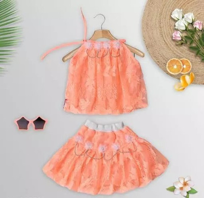 BISAL Baby Girls Party(Festive) Top Skirt(orange)