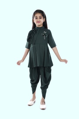 Style Stop Girls Party(Festive) Top Dhoti Pant(Green)