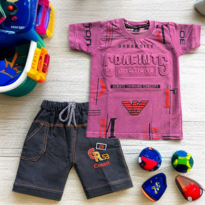 BERRYHOUSE Boys Casual T-shirt Shorts(PINK)