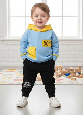 HIKUJ Boys Casual Sweatshirt Track Pants(Blue Yellow)