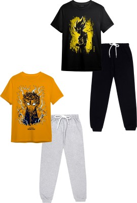 Litway Boys Casual T-shirt Track Pants(Multicolor 11)