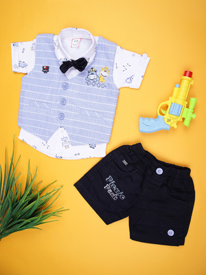 V-MART Baby Boys Casual Shirt Shorts(Blue)