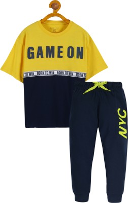 Plum Tree Boys Casual Track Pants T-shirt(Yellow)