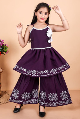 DHAGA GARMENTS Girls Party(Festive) Top Pant(WINE)