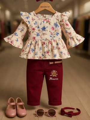 wah mayur Baby Girls Casual Top Jeans(Pink)