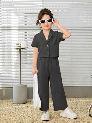 PAGHDAL BROTHERS Girls Casual Jacket Pant(Black)
