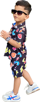 JIG AND JOG Boys & Girls Casual Shirt Shorts(Black)