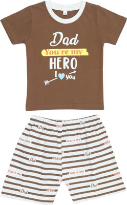 Miss & Chief Baby Boys & Baby Girls Casual T-shirt Shorts(Coffee Color)