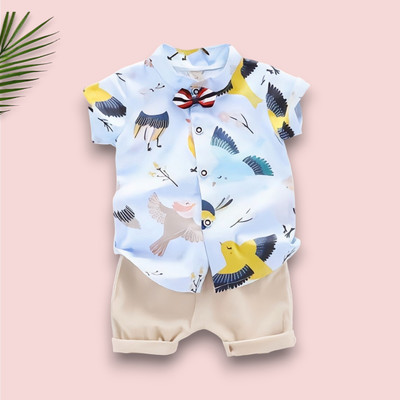 WinsKart Baby Boys & Baby Girls Casual Shirt Shorts(DOVEBIRD_SKY_CHIKU)
