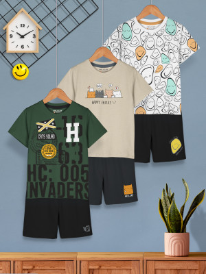 Hellcat Boys Casual T-shirt Shorts(Olive2/Beige2/White2)