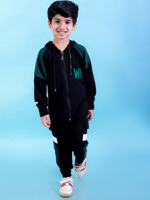 Chandrika Boys Casual T-shirt Track Pants(BOTTLEGREEN)
