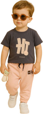 MiniMighty Baby Boys Casual T-shirt Pant(PURPLE)