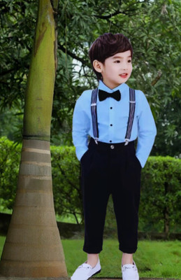 ZIKIGO Dungaree For Baby Boys & Baby Girls Party Self Design Cotton Blend(Blue, Pack of 1)