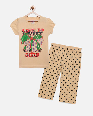 SINI MINI Girls Casual Pyjama Sleepsuit(BEG)