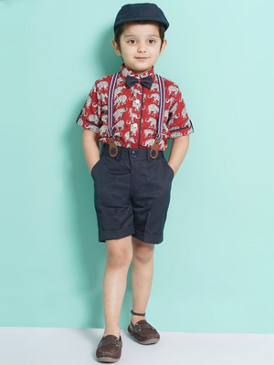 purplesky Baby Boys Party(Festive) Shirt Shorts(Red)