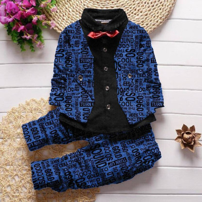 BLINK BASKET Boys Party(Festive) Blazer Pant(Dark Blue)