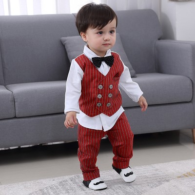 Belliza Baby Boys & Baby Girls Party(Festive) Shirt Pant, Bow Tie, Waistcoat(Red)