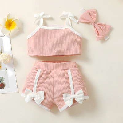 HouseOfCommon Baby Girls Disney Princess Party(Festive) Top Shorts, Hairband(YELLOW)