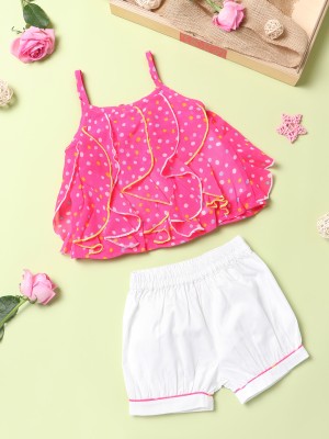 NautiNati Baby Girls Casual Top Shorts(Pink)