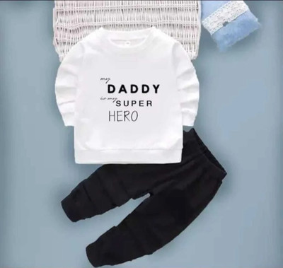 Izhaan Baby Boys & Baby Girls Party(Festive) T-shirt Track Pants(WHITE)