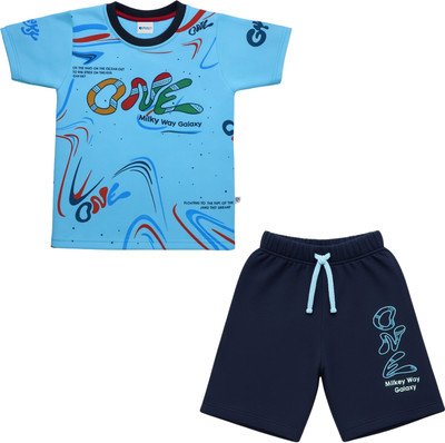 Kuttussh Boys & Girls Casual T-shirt Shorts(Blue)