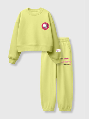 Nap Chief Girls Hello Kitty Casual Sweatshirt Track Pants(Yellow)