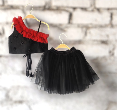 Anneca Baby Girls Barbie Party(Festive) Top Skirt(Black)
